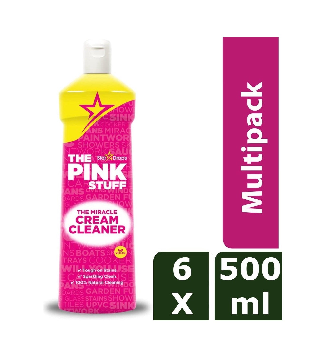 The Pink Stuff Crema abrasiva - Confezione economica da 6 x 500 ml - Rispettosa dell'ambiente