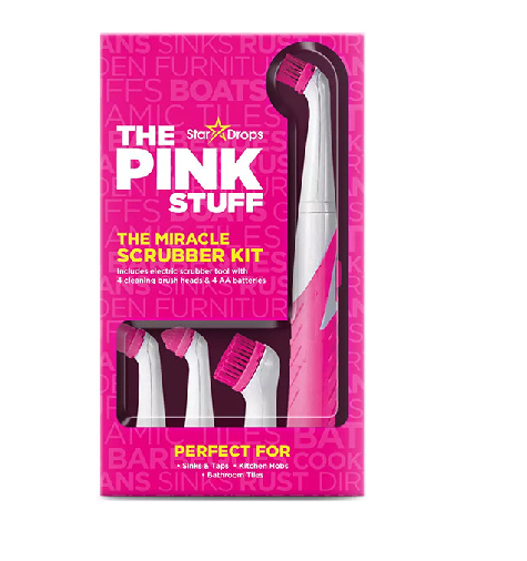  Stardrops - The Pink Stuff - El kit de limpieza Miracle - 2  tubos de pasta de limpieza Miracle con herramienta de limpieza eléctrica y  4 cabezales de cepillo de limpieza : Salud y Hogar