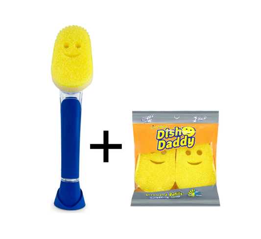 Cepillo lavavajillas Scrub Daddy - Incluye 2 esponjas extra - Azul